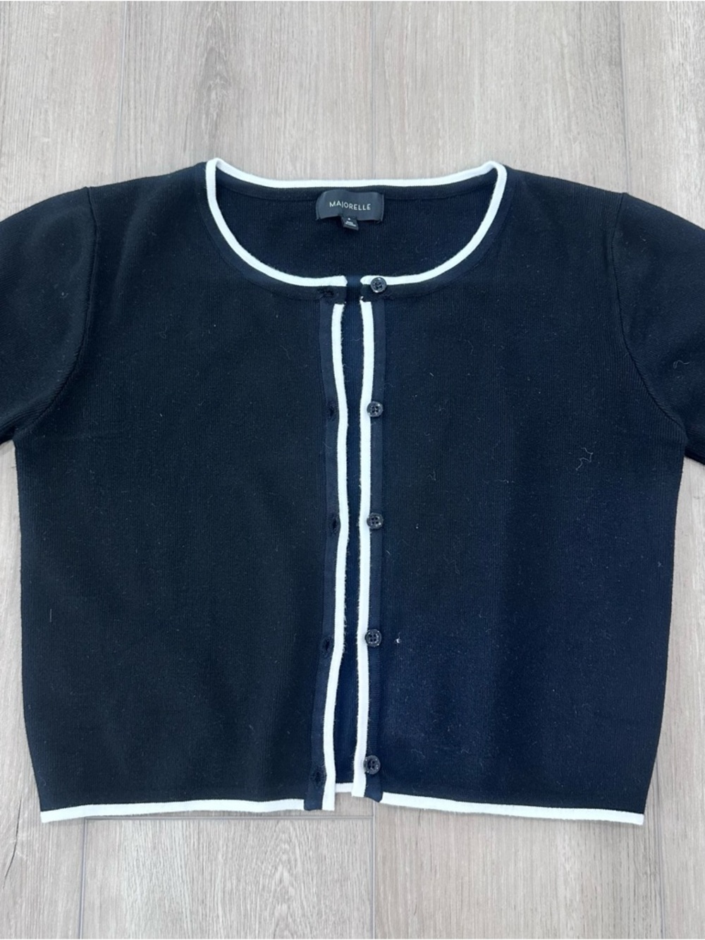 MAJORELLE Amy cropped Cardigan sweater & tank set black white medium - Picture 7 of 12